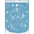 Ablakmatrica - ragasztó nélküli, sztatikus, 50 x 35 cm, csillámos karácsonyi motívumok. A kék hordozópapír eldobható