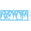 Ablakmatrica - ragasztó nélküli,  sztatikus,  60 x 22,5   cm, csillámos karácsonyi motívumok. A kék színű hordozópapír eldobható.