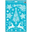 Ablakmatrica - ragasztó nélküli, sztatikus,  20 x 30 cm, csillámos , karácsonyi motívumok. Az eldobható hordozópapír kék színű.
