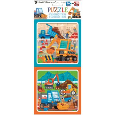 Puzzle , 2 kép, 15x15 cm, 16 és 20 részes, munkagépek