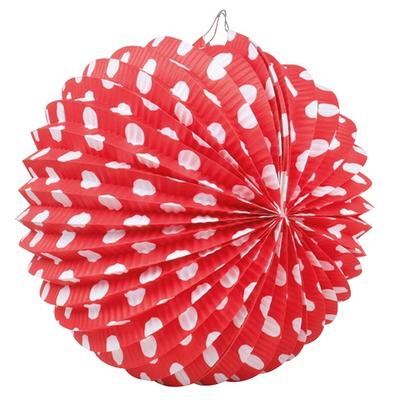 Lampion 23 cm, piros pöttyökkel