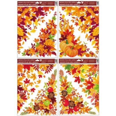 Ablakmatrica- ragasztó nélküli, sztatikus, 38 x 30, őszi levelek