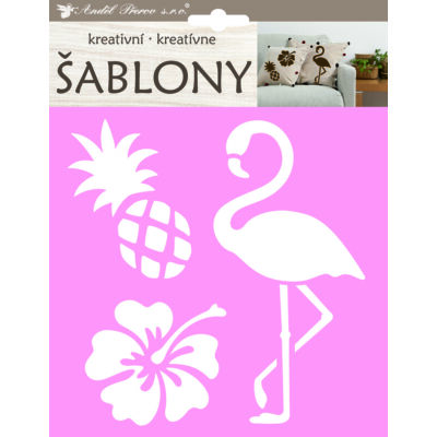 Sablon 18 x 17,5 cm műanyag flamingó