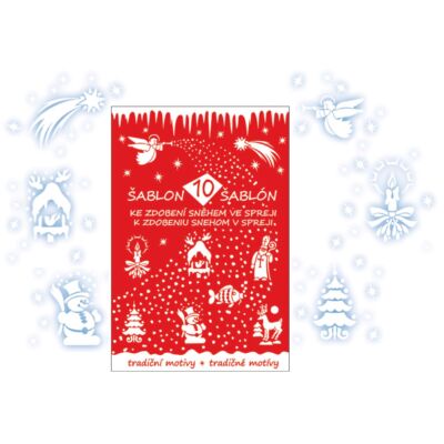 SABLON  hó sprayhez, 31 x 21 cm, 9 db karácsonyi motívumok