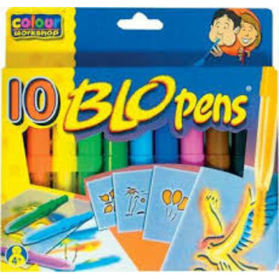 BLO Pens RAINBOW COLOURS/10  fújós filctoll  készlet papírra +4 sablon