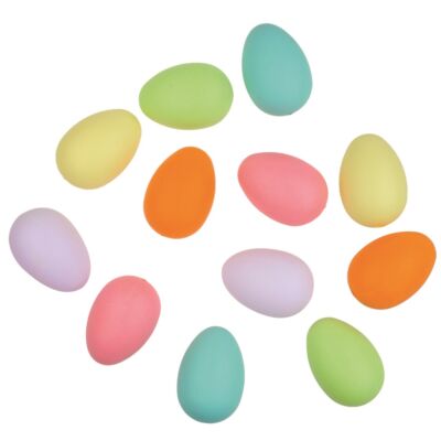 Pasztel színű műanyag tojások 6cm, 12db/zacskó