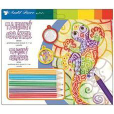 Kreatív színezhető kép ceruzával és színes sablonnal - 17x13cm