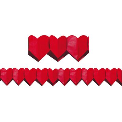 Girland 400 x 18,5 x 17 cm nagy piros szívecskék