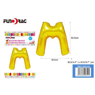 Fólia lufi 16" arany betű "M" 1db