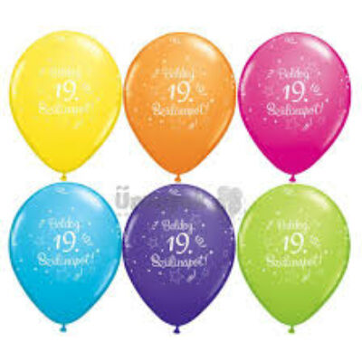 19 éves - Boldog születésnapot  lufi, 30 cm - 5 db/csom