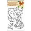 Kép 3/5 - Ablakmatrica - kontúros sablon üvegfestéshez ragasztómentes fólián 30 x 21 cm, farm