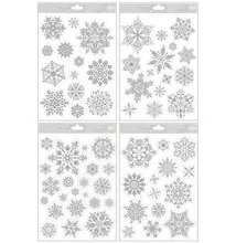 Ablakmatrica 248 Fényes ezüst hópelyhek (glitteres) 20*30cm