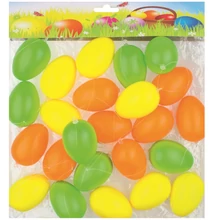 Húsvéti műanyag tojás felakasztható Színes 4cm, 24db