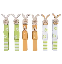 Dekorációs csipesz Nyuszis 8cm, 6db