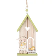 Függő fa dekoráció Házikó nyuszival 16cm