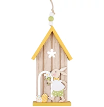 Függő fa dekoráció Házikó nyuszival 16cm