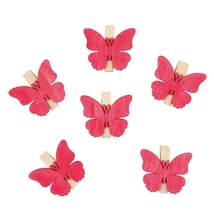 Fa pillangó csipeszen, 4 cm, 6 db