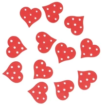 Piros szívek ragasztókoronggal 3 cm, 12 db