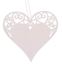 Felakasztható fehér fa szív 12 cm