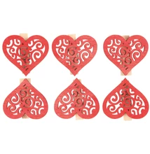 Piros fa szív csipeszen 4 cm, 6 db