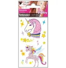 Tetováló  matrica, 10,5 x 6 cm csillámos egyszarvú