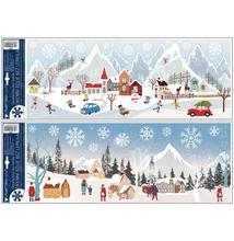 Ablakmatrica 275 Színes téli táj (glitteres) 59,5*21cm