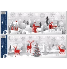 Ablakmatrica 274 Téli táj szürke-piros (glitteres) 59,5*21cm