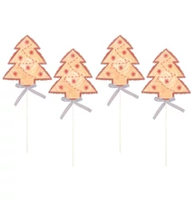 Fa dekoráció pálcán Fenyőfa 8cm 4db-os