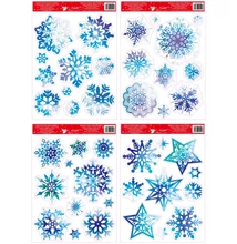 Ablakmatrica 211 Hópelyhek és csillagok (glitteres) 30*42cm