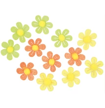 Öntapadós csillámos virágok 3 cm, 12 db