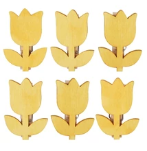 Fa tulipán csipeszen 4 cm, 6 db