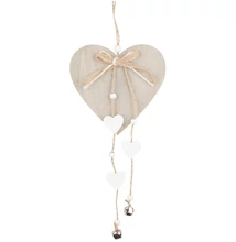 Felakasztható fa szív, 12 x 25 cm, szürke