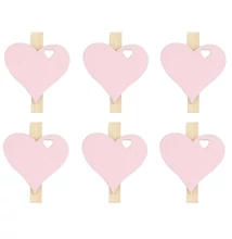 Fa szívek csipeszen 3 cm, 6 db