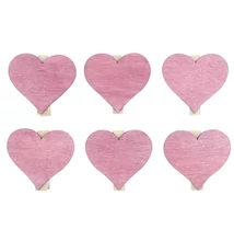 Fa szív 4 cm csipeszen, 6 db