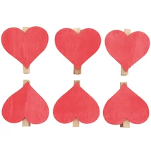 Fa szívek 6 cm, csipeszen, 6 db