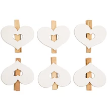 Fa szívek 6 cm, csipeszen, 6 db