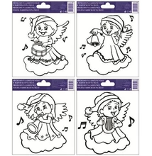 Ablakmatrica 1587 Üvegfestékkel színezhető angyalok 14*14cm