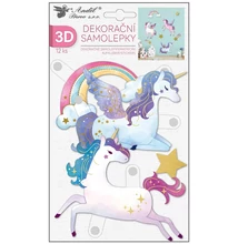 3D öntapadó matrica 15 x 25 cm - egyszarvú
