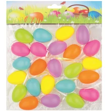 Húsvéti műanyag tojás felakasztható Színes 4cm, 24db