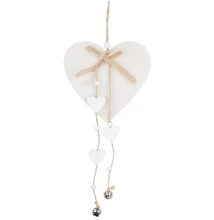 Felakasztható fa szív 12 x 25 cm, fehér