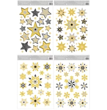 Ablakmatrica 222 Arany Hópelyhek és csillagok (glitteres) 20*30cm Ablakmatrica 222 Arany Hópelyhek és csillagok (glitteres) 20*30cm