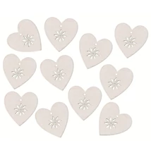 Fa díszítőelem ragasztóval 3cm,12db- szívek