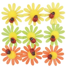 Glitteres virágok cserebogárral 9 db/cs, 4 cm