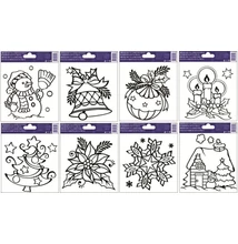 AN1588 Ablakmatrica 1588 Üvegfestékkel színezhető karácsonyi minták 14*14cm