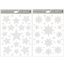 AN468 Ablakmatrica 468 Fehér csillagok (glitteres) 20*30cm