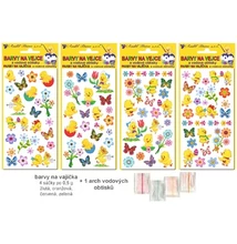 Húsvéti tojásdíszítő matrica Csibék +4db tojásfesték