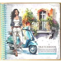 FC-N9661 Vázlatfüzet 200*200mm 40lap Robogós lány