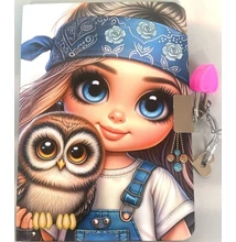 FC-N9861 Notesz sima A6 64lap Lány bagollyal