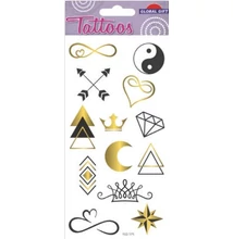 GG-153171 Tattoos Tetováló matrica - Fekete-Arany minták 9*17cm