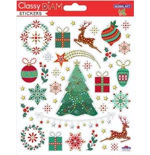 GG-210552 Christmas Classy Matrica - Karácsonyi motívumok strasszos 15*17cm